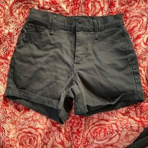 black jean shorts, hollister, high rise midi short